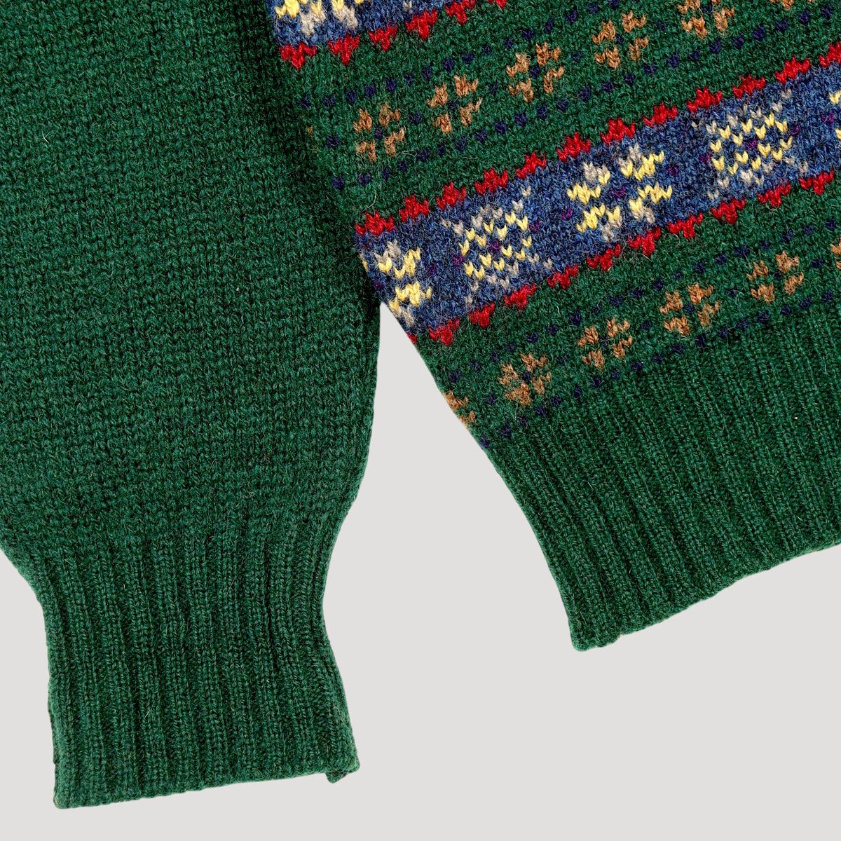80s-90s Fair Isle V-Neck Sweater / Made in SCOTLAND