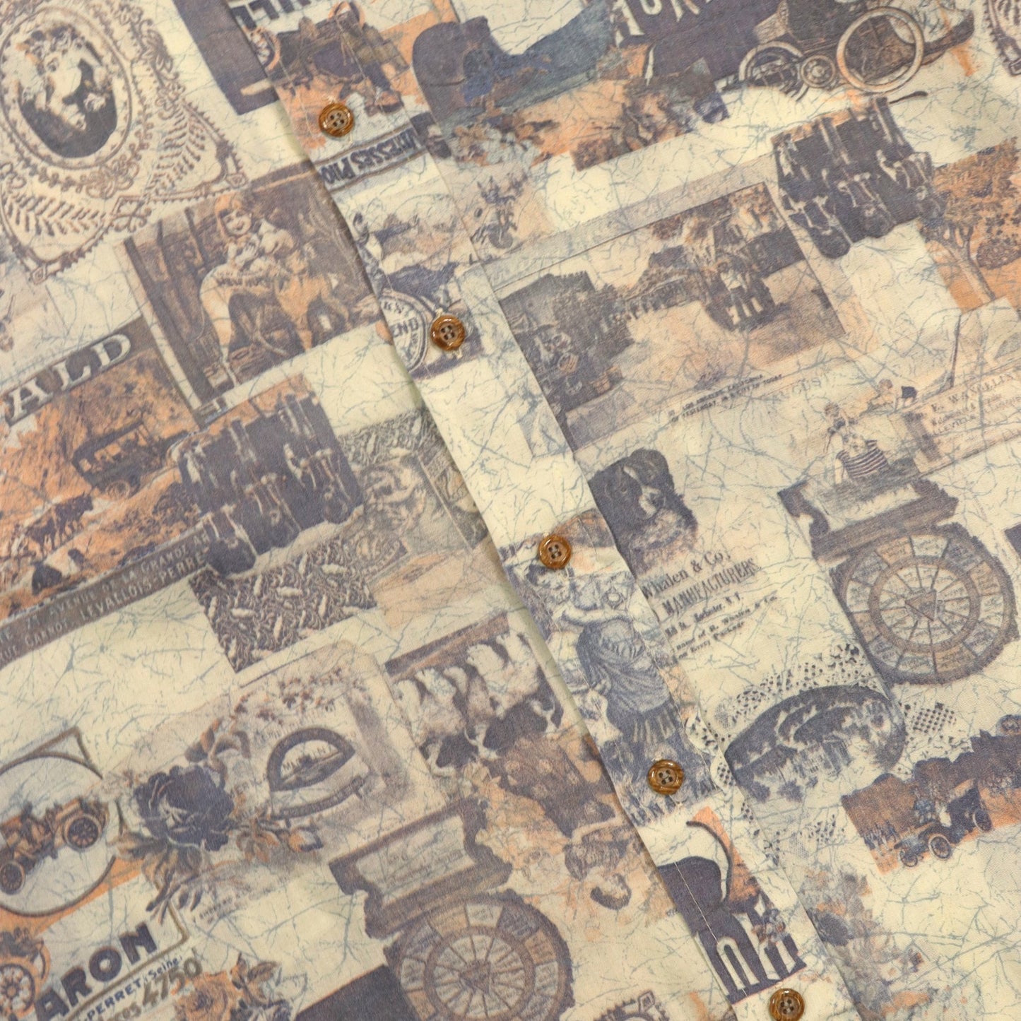 70s Sears Jeans Joint "All-over Advertising Print Shirt" / Made in USA