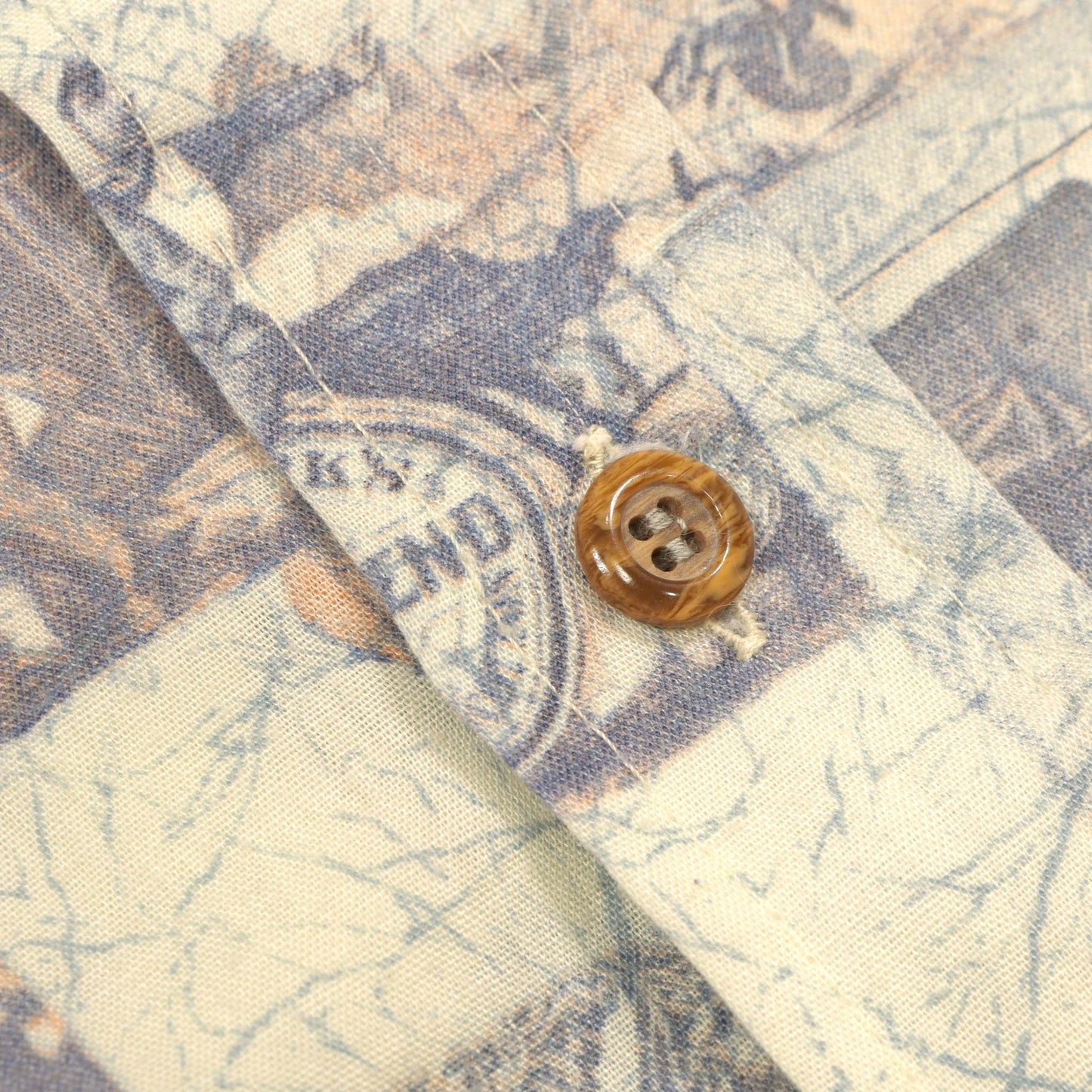 70s Sears Jeans Joint "All-over Advertising Print Shirt" / Made in USA