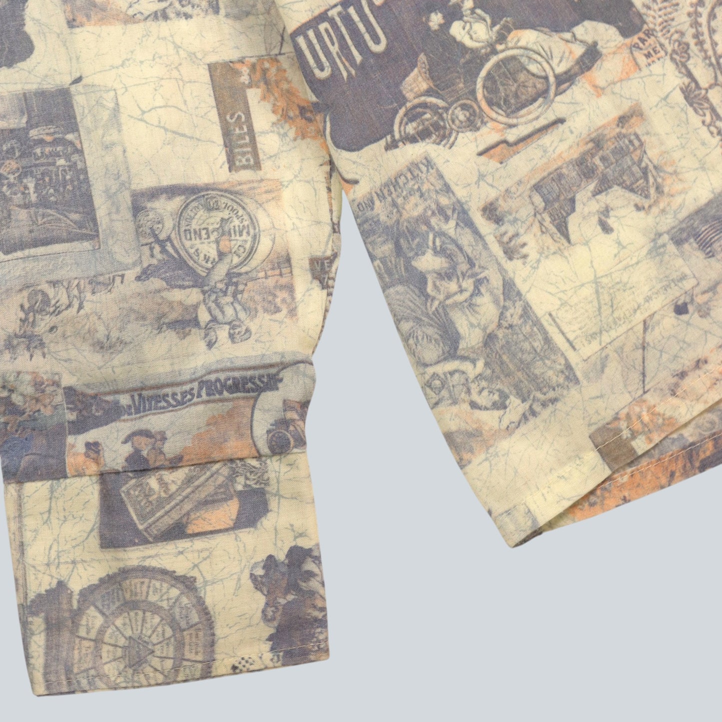 70s Sears Jeans Joint "All-over Advertising Print Shirt" / Made in USA