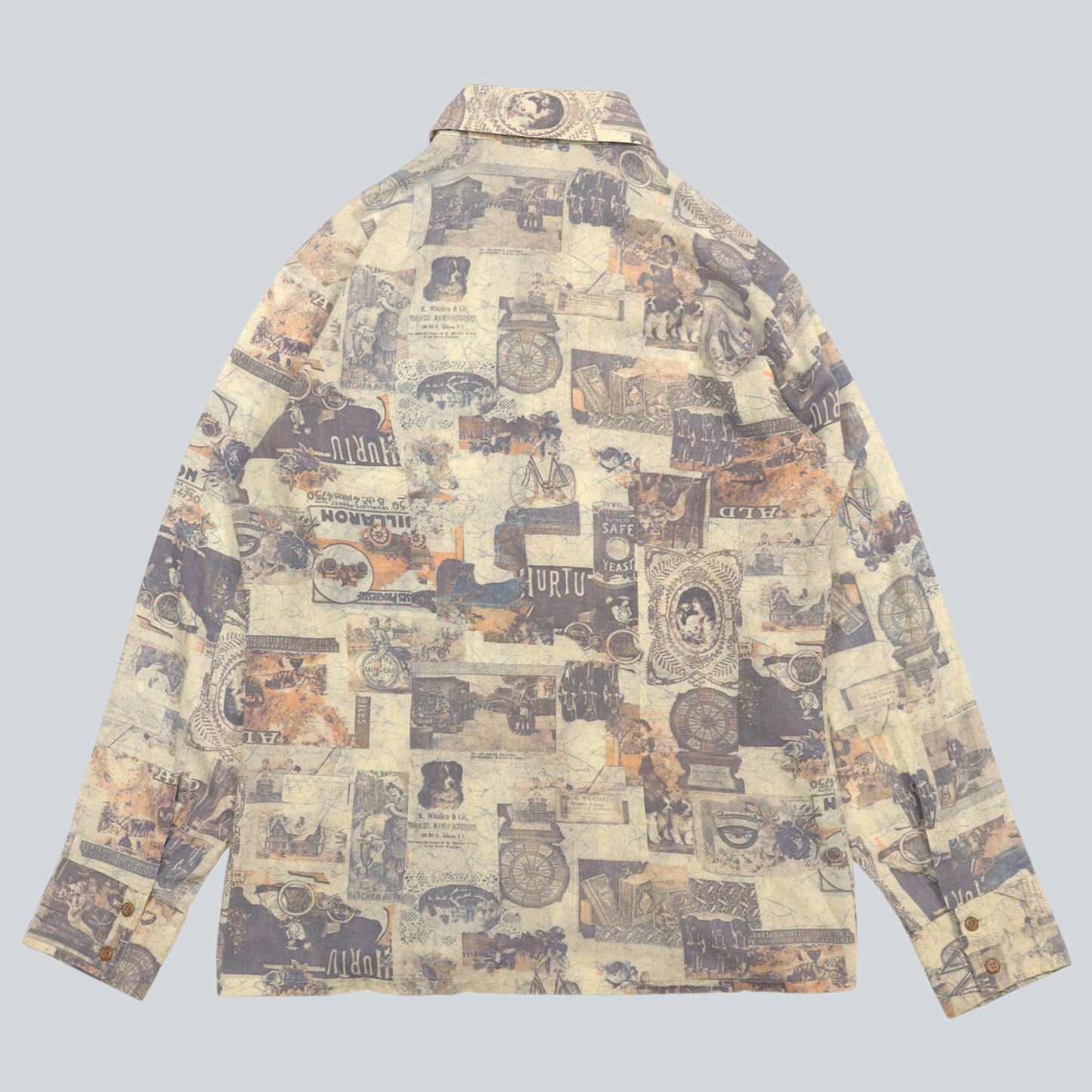 70s Sears Jeans Joint "All-over Advertising Print Shirt" / Made in USA