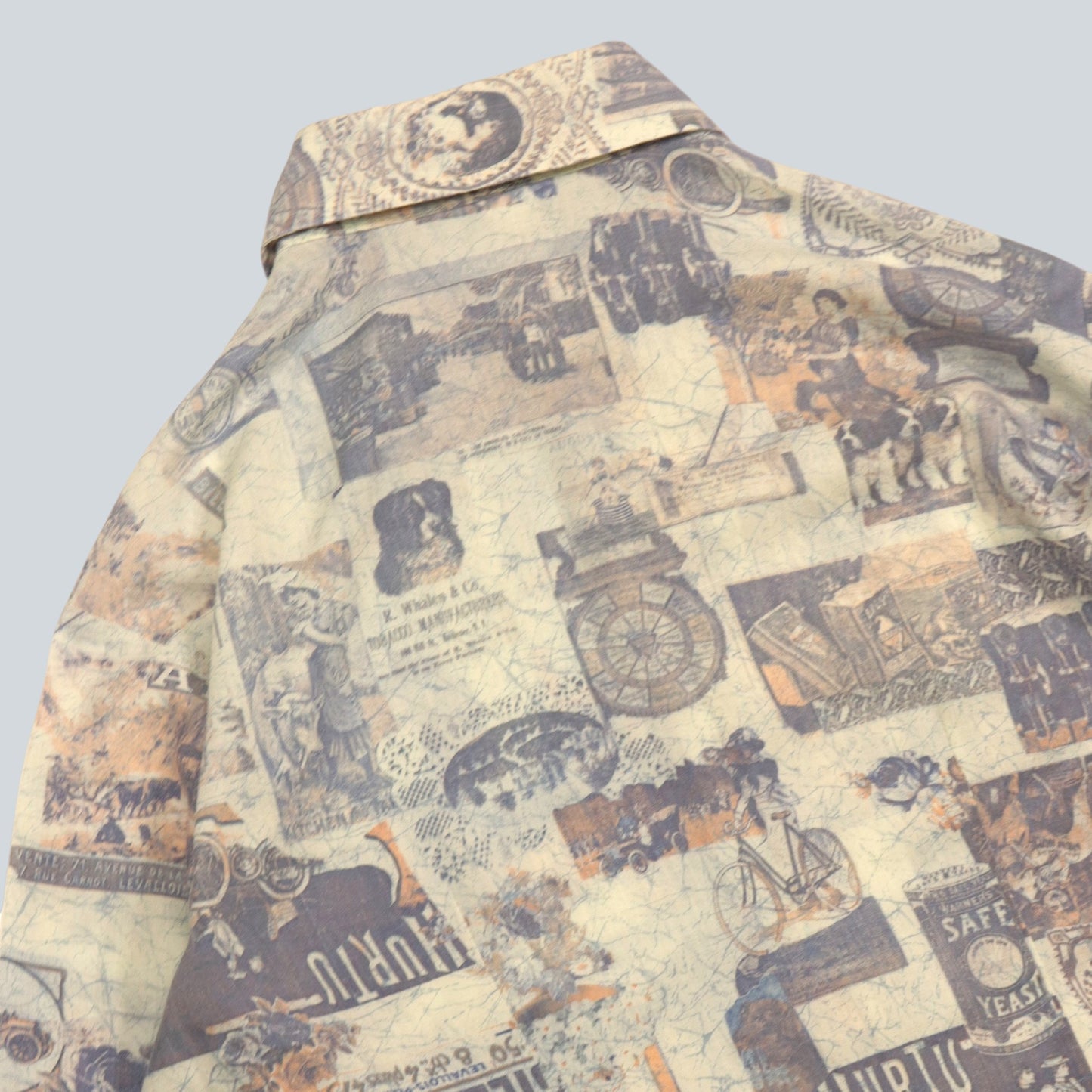 70s Sears Jeans Joint "All-over Advertising Print Shirt" / Made in USA