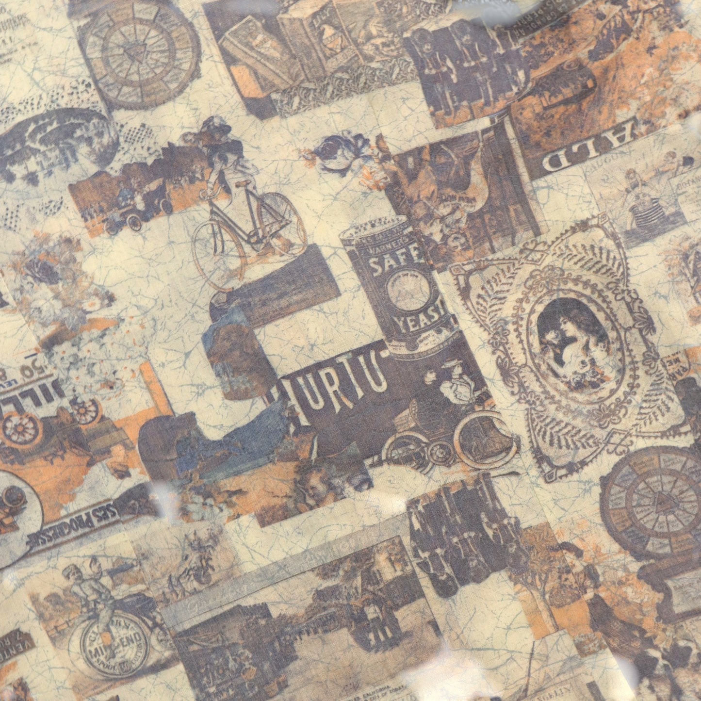 70s Sears Jeans Joint "All-over Advertising Print Shirt" / Made in USA