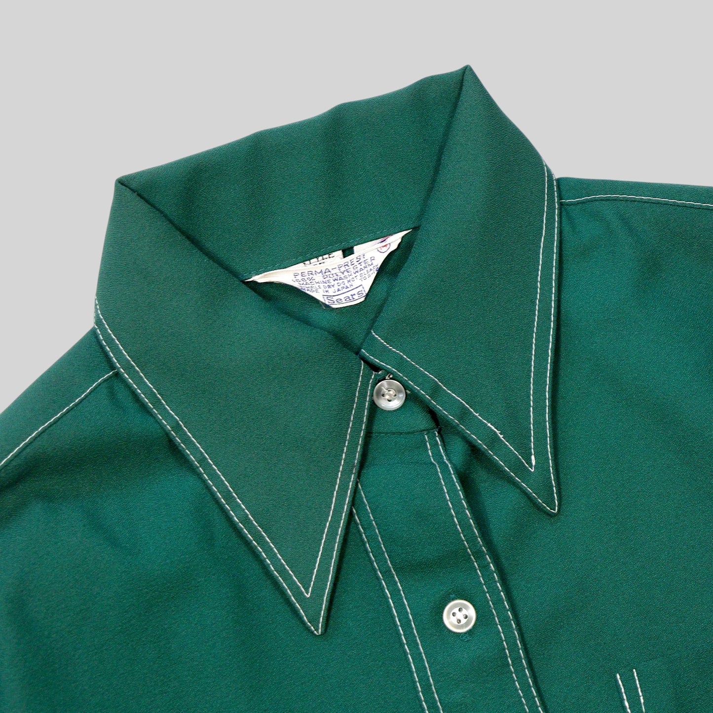 70s "PERMA-PREST" Stitch Detail Shirt / Made in JAPAN