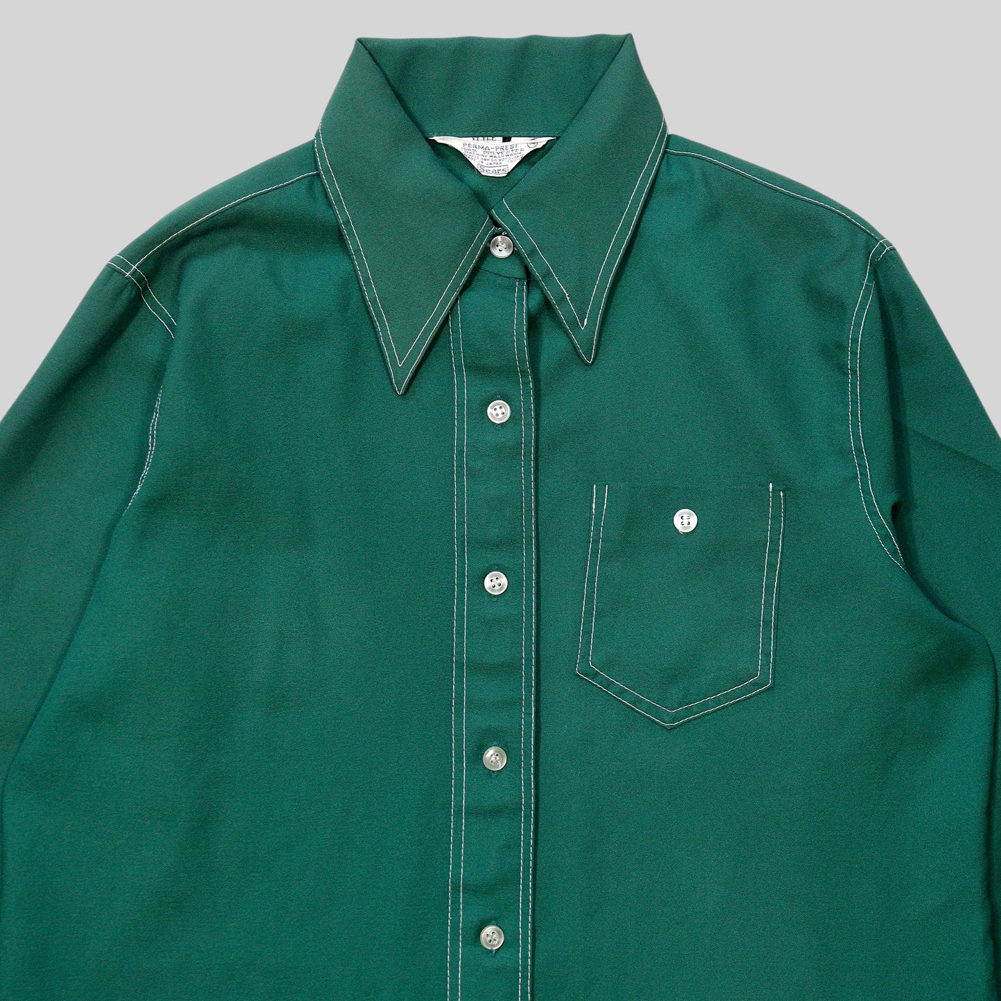 70s "PERMA-PREST" Stitch Detail Shirt / Made in JAPAN