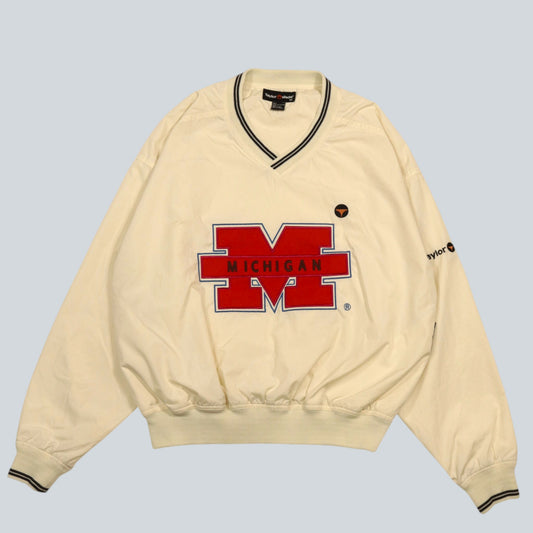 90~00's V-neck Pullover Jacket "University of Michigan"