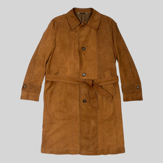 90s Cowhide Suede Belted Coat
