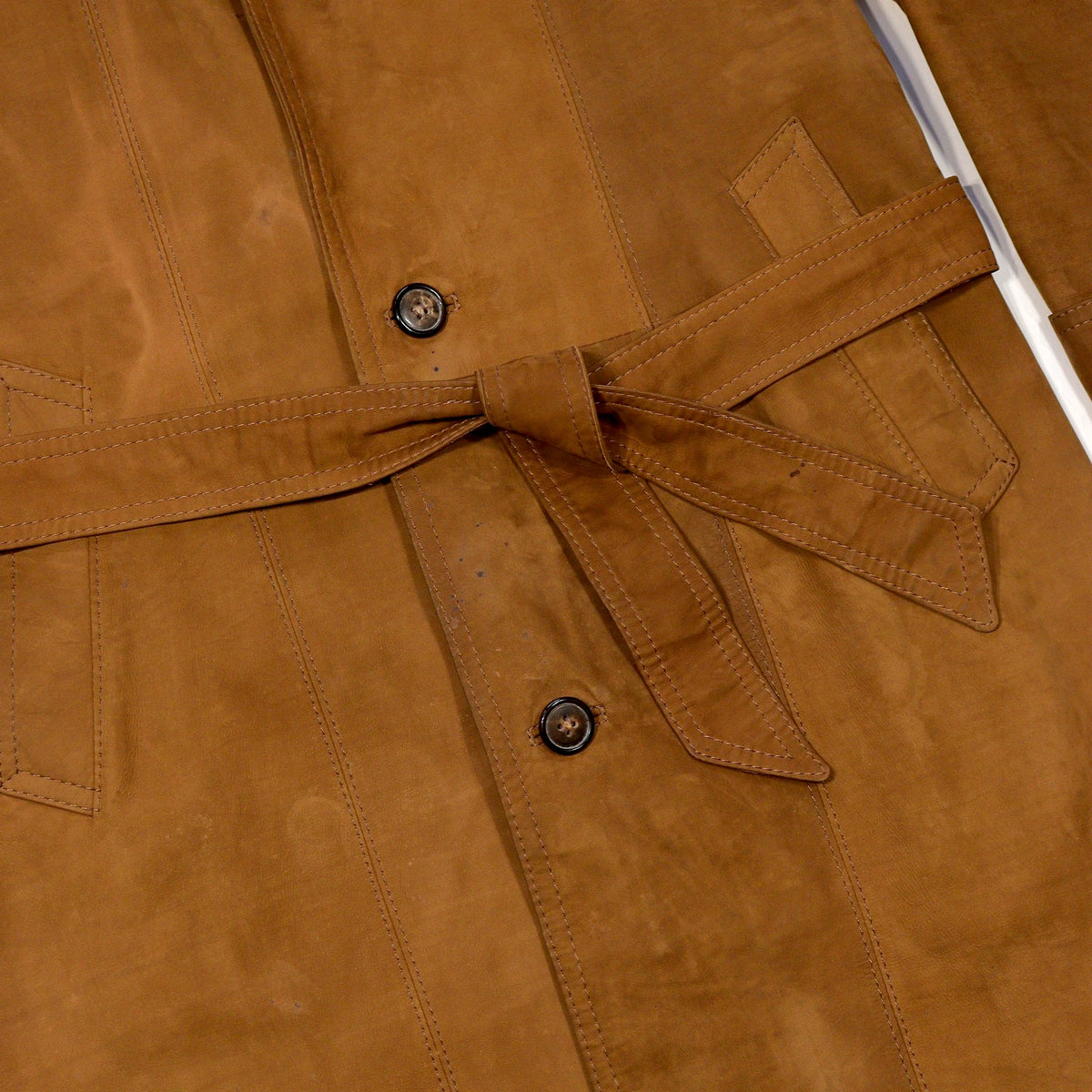 90s Cowhide Suede Belted Coat