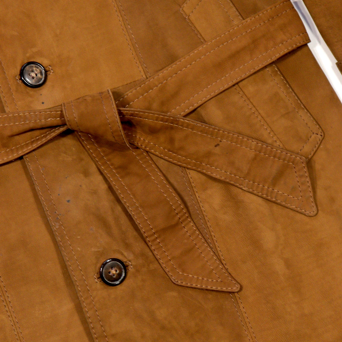 90s Cowhide Suede Belted Coat