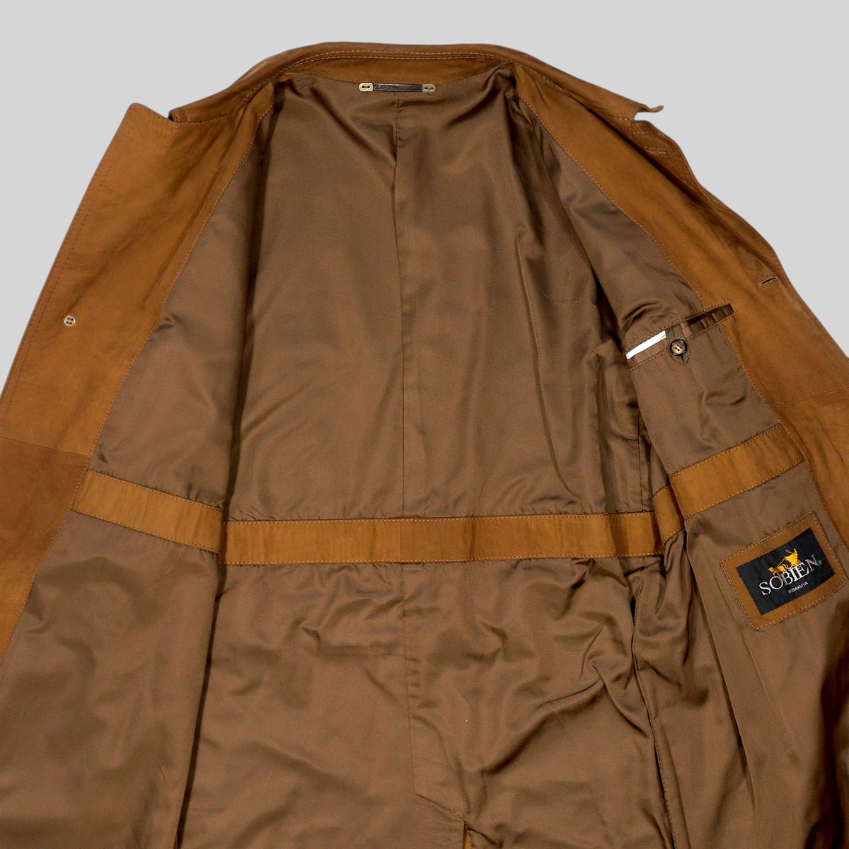 90s Cowhide Suede Belted Coat