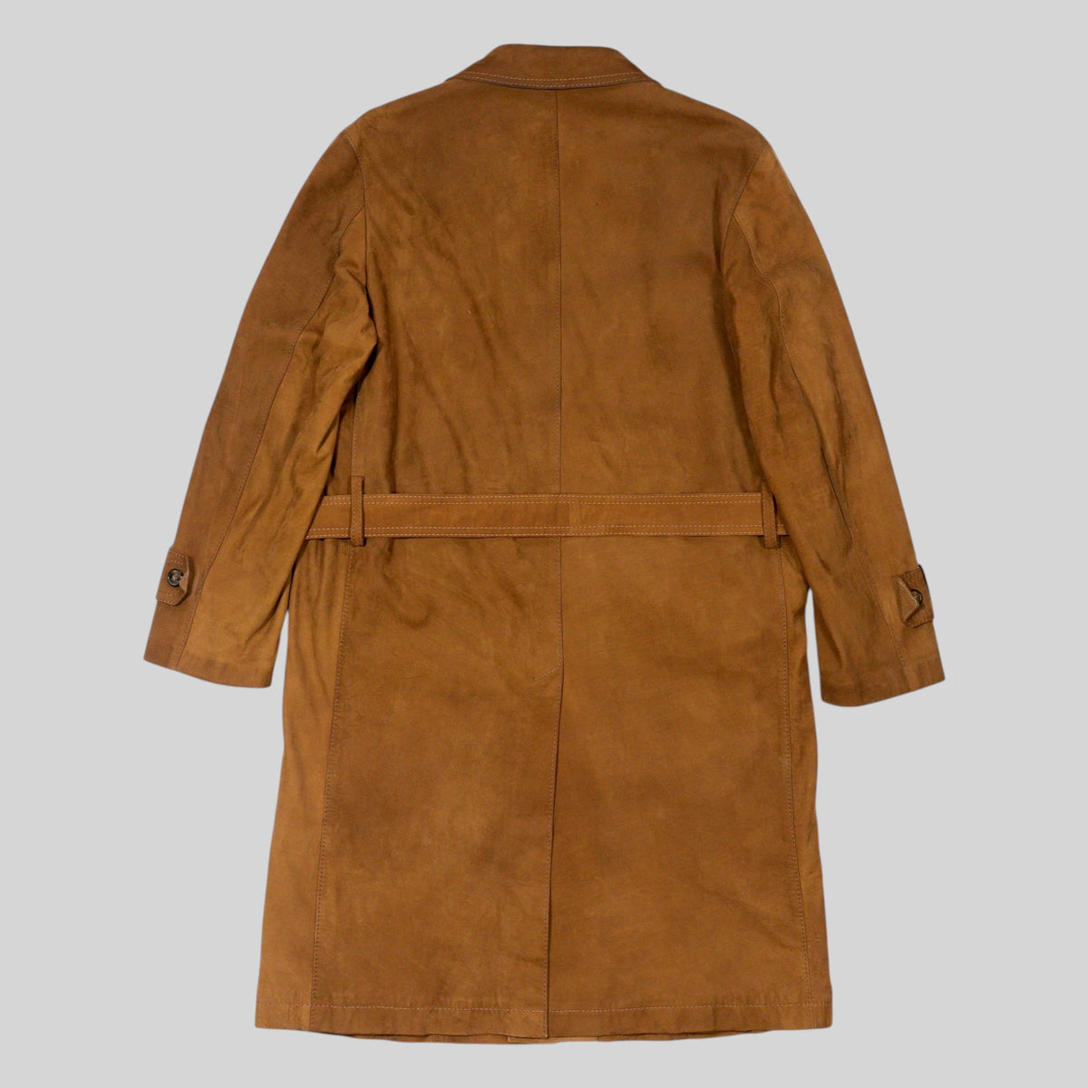 90s Cowhide Suede Belted Coat