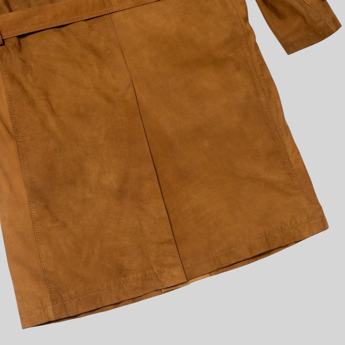 90s Cowhide Suede Belted Coat