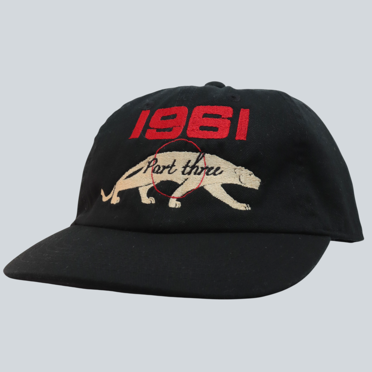 "1961 / Part three Embroidery Hat" (BLACK)