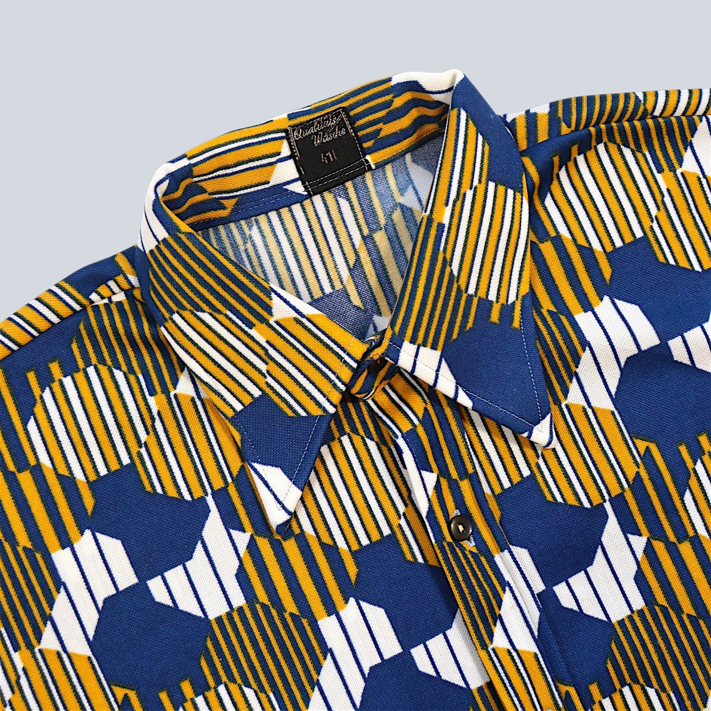 70's Geometric Pattern Short Sleeve Jersey Shirt / Made in WEST GERMANY