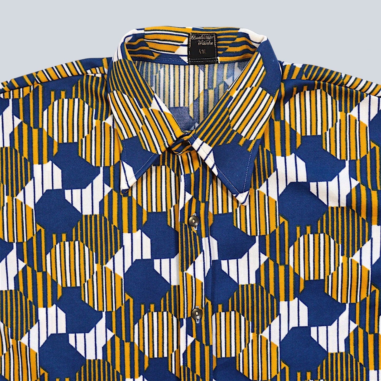 70's Geometric Pattern Short Sleeve Jersey Shirt / Made in WEST GERMANY