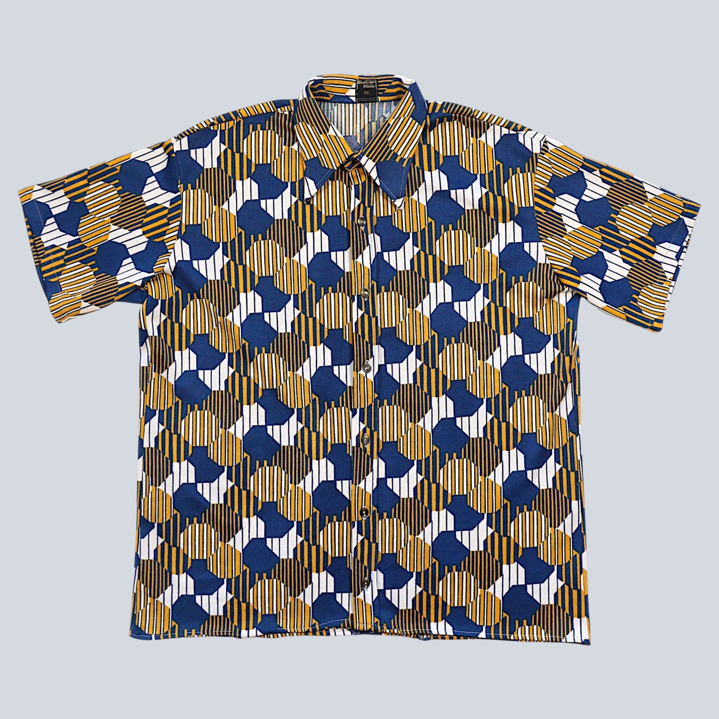 70's Geometric Pattern Short Sleeve Jersey Shirt / Made in WEST GERMANY