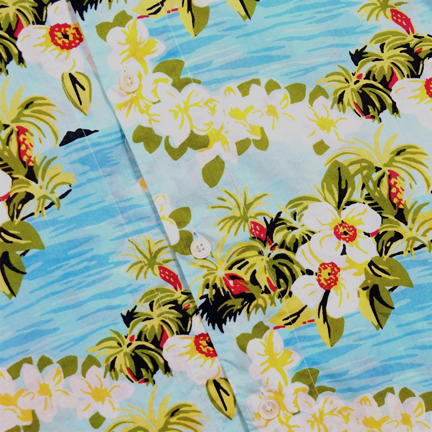 00's "Sewn for J.Crew" Tropical Floral Open Collar Shirt