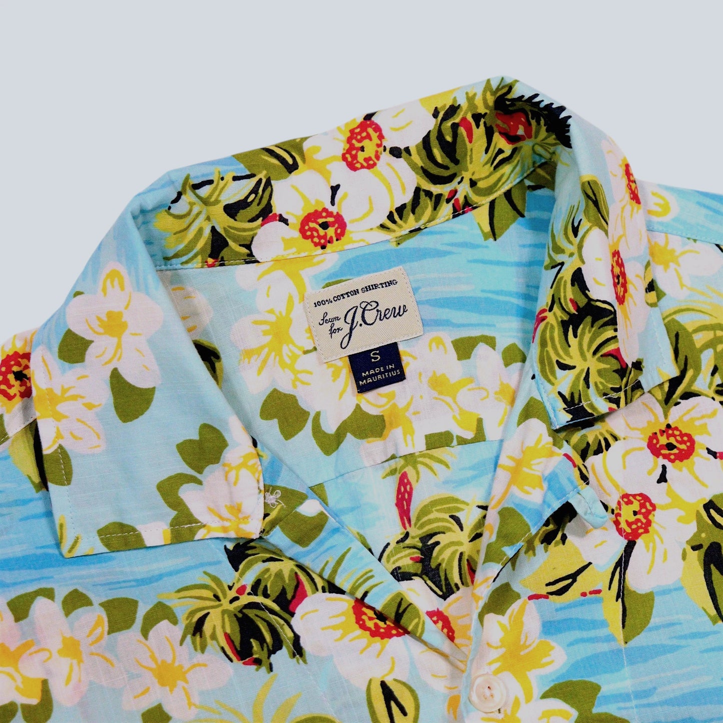 00's "Sewn for J.Crew" Tropical Floral Open Collar Shirt