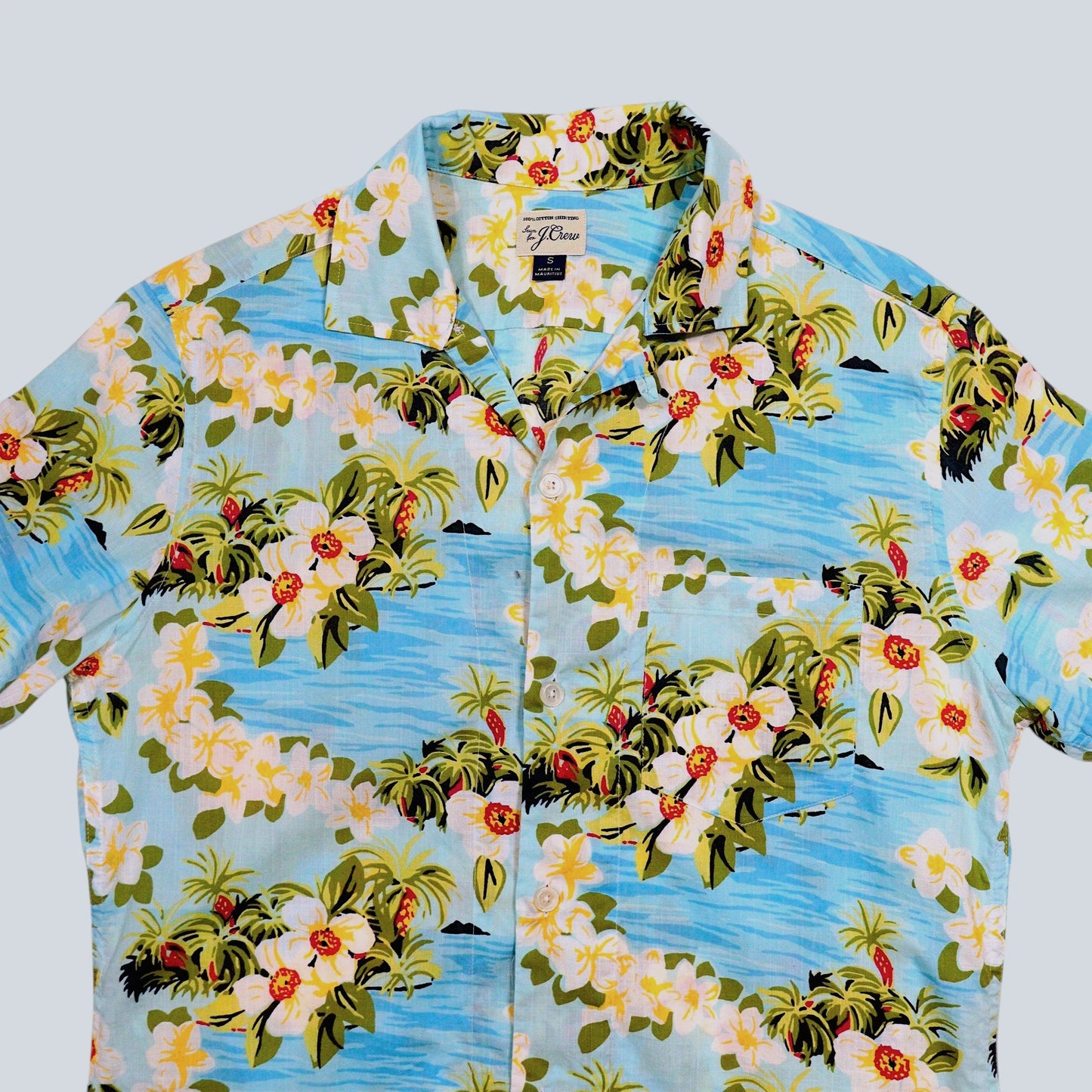00's "Sewn for J.Crew" Tropical Floral Open Collar Shirt