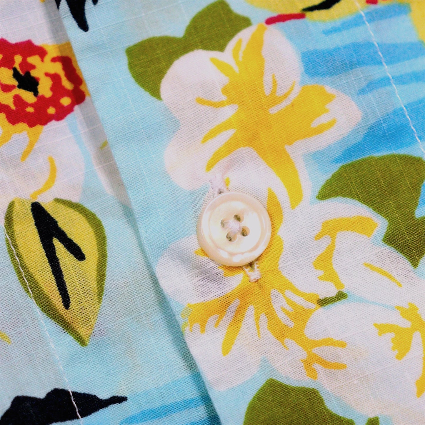 00's "Sewn for J.Crew" Tropical Floral Open Collar Shirt