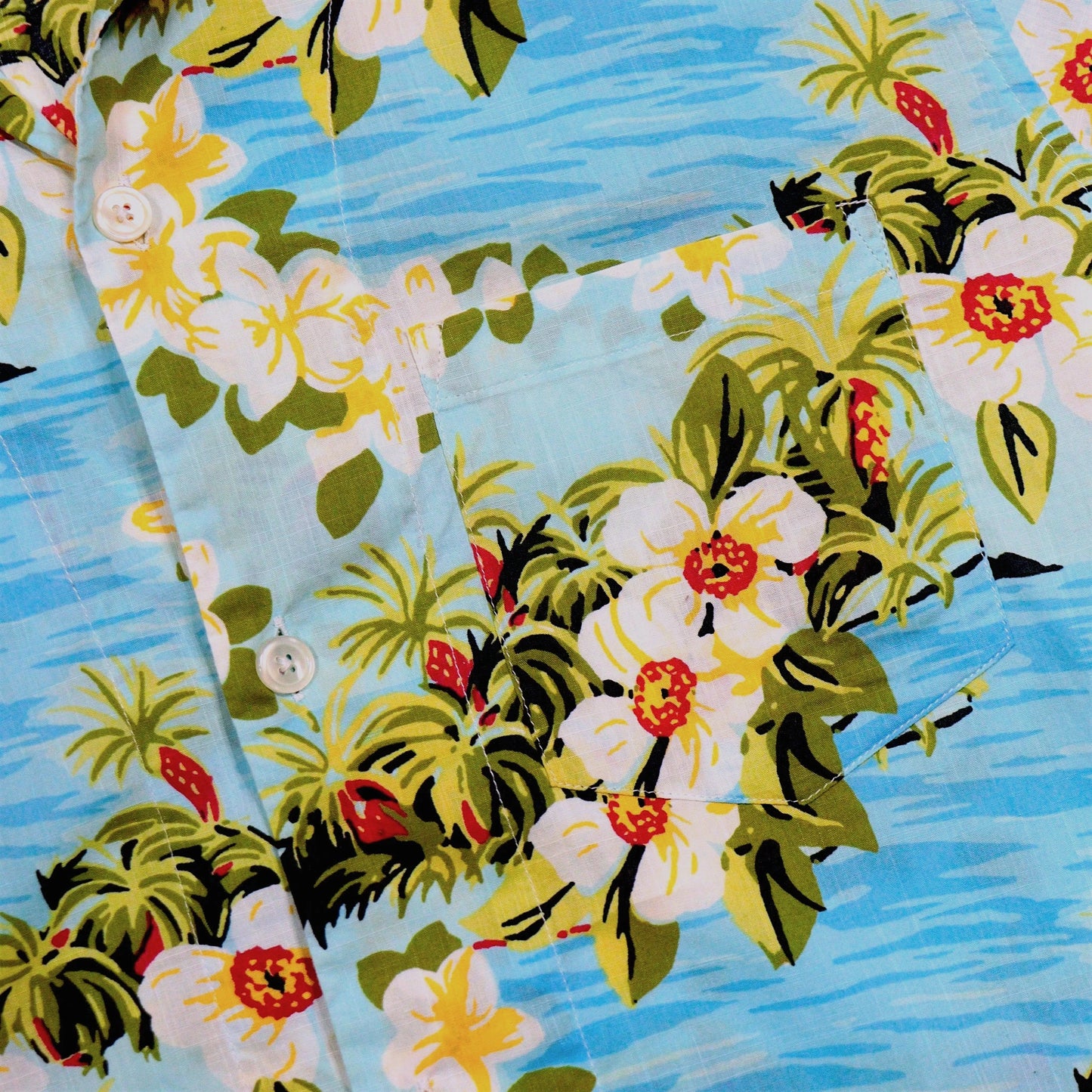 00's "Sewn for J.Crew" Tropical Floral Open Collar Shirt