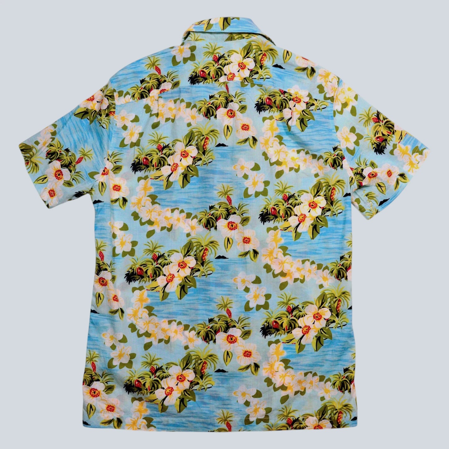 00's "Sewn for J.Crew" Tropical Floral Open Collar Shirt