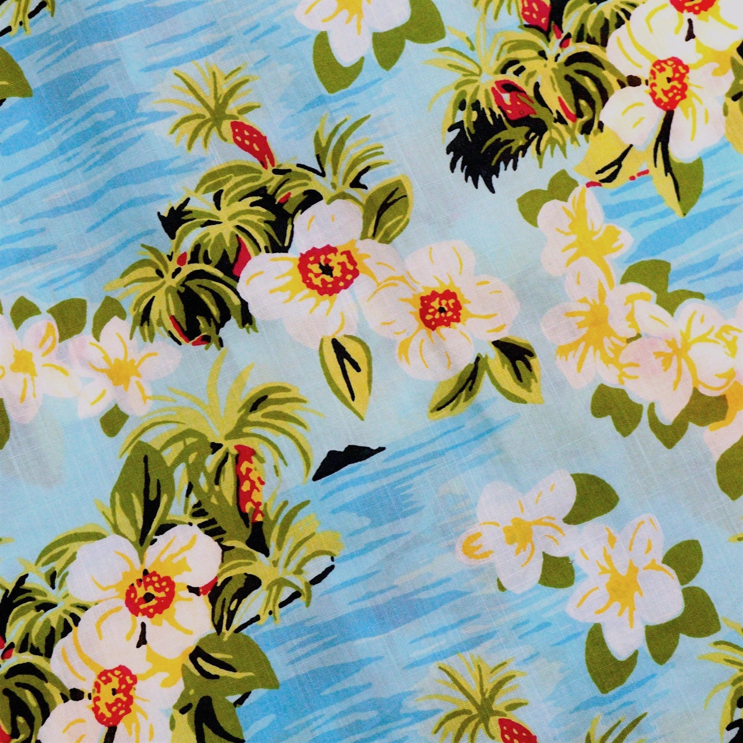 00's "Sewn for J.Crew" Tropical Floral Open Collar Shirt