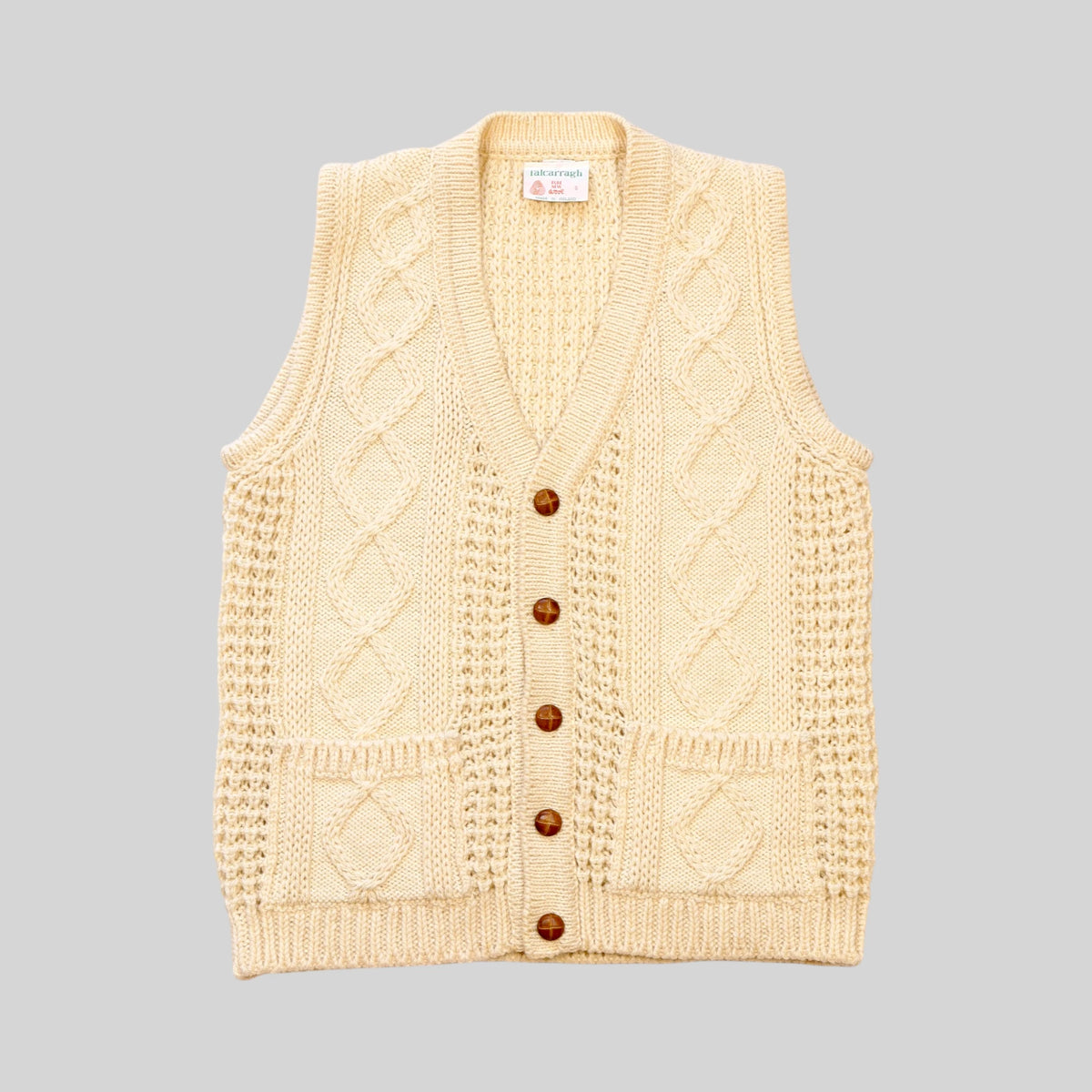 80s-90s Aran Knit Vest / Made in IRELAND