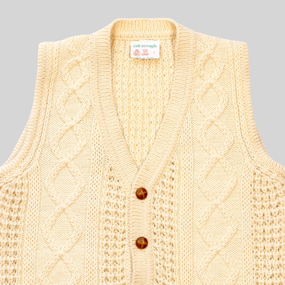 80s-90s Aran Knit Vest / Made in IRELAND