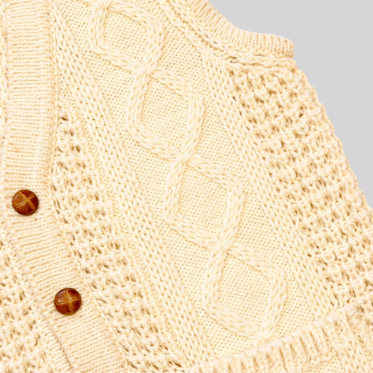 80s-90s Aran Knit Vest / Made in IRELAND