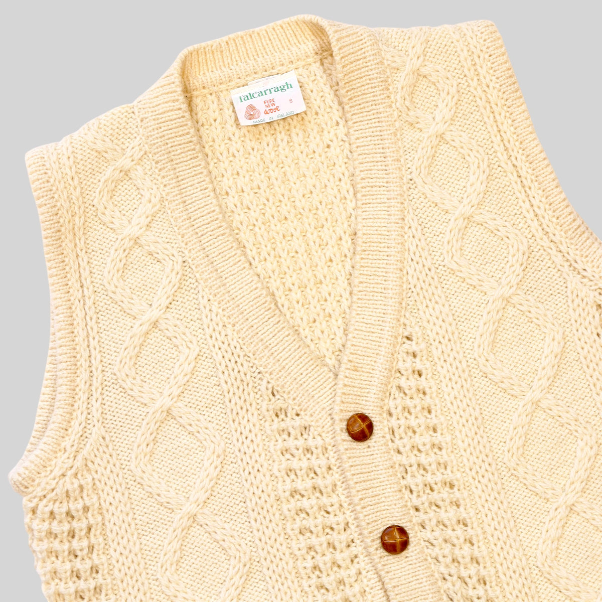 80s-90s Aran Knit Vest / Made in IRELAND