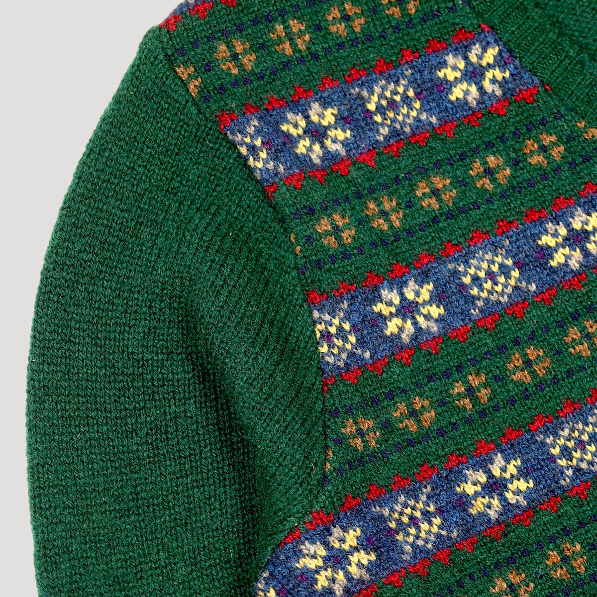 80s-90s Fair Isle V-Neck Sweater / Made in SCOTLAND