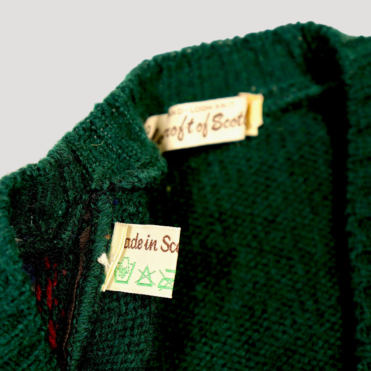 80s-90s Fair Isle V-Neck Sweater / Made in SCOTLAND