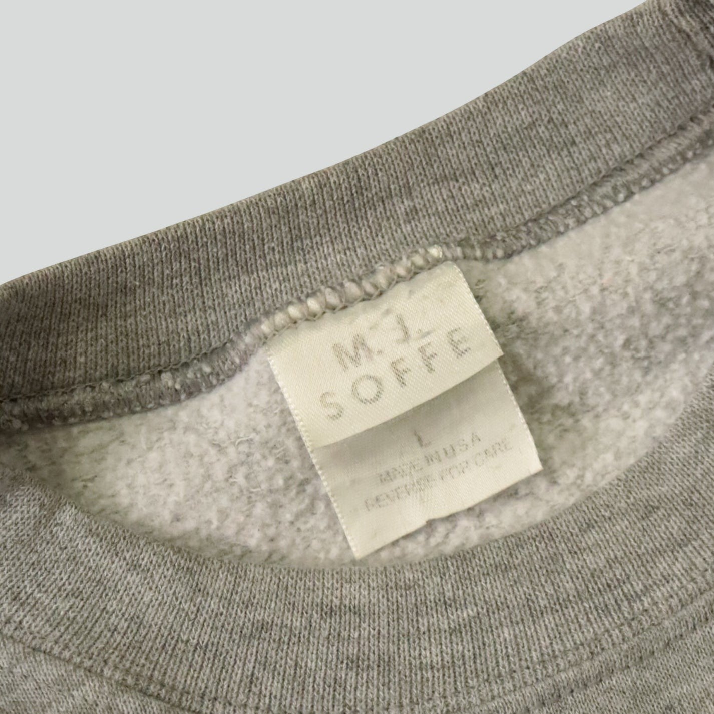 Part Three 90s grey athletic department sweatshirt, size L, made in USA by M.J. Soffe.